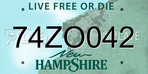 74ZO042 New Hampshire License Plate