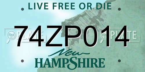 74ZP014 New Hampshire License Plate