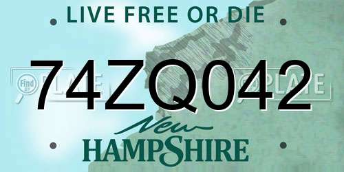 74ZQ042 New Hampshire License Plate