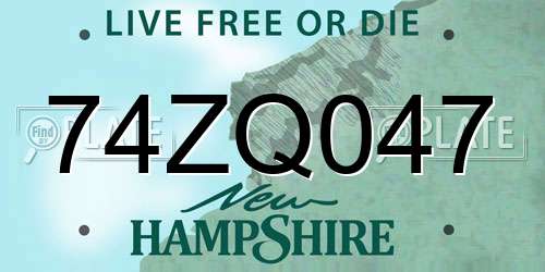 74ZQ047 New Hampshire License Plate