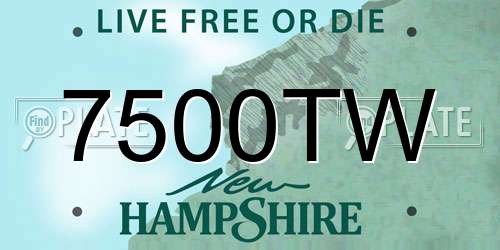 7500TW New Hampshire License Plate