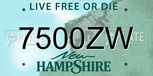 7500ZW New Hampshire License Plate