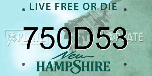 750D53 New Hampshire License Plate