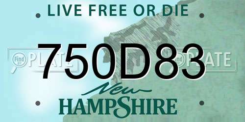 750D83 New Hampshire License Plate