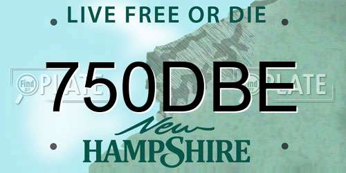 750DBE New Hampshire License Plate