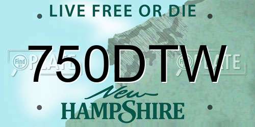 750DTW New Hampshire License Plate