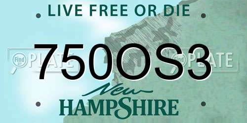 750OS3 New Hampshire License Plate