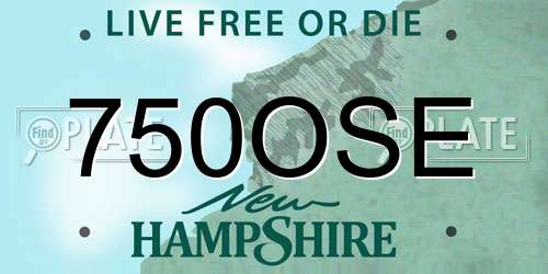 750OSE New Hampshire License Plate