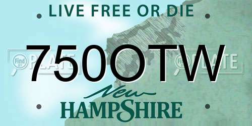 750OTW New Hampshire License Plate