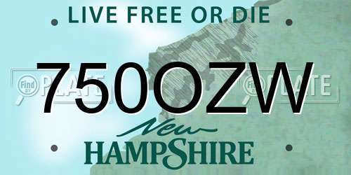 750OZW New Hampshire License Plate