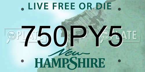 750PY5 New Hampshire License Plate