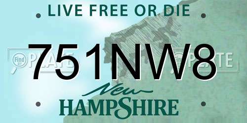 751NW8 New Hampshire License Plate