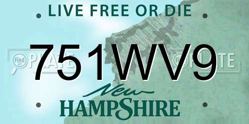 751WV9 New Hampshire License Plate