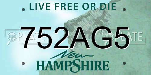 752AG5 New Hampshire License Plate