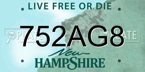752AG8 New Hampshire License Plate