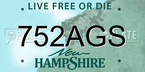 752AGS New Hampshire License Plate