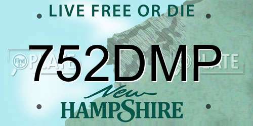752DMP New Hampshire License Plate