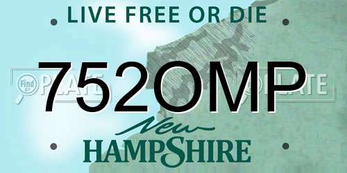 752OMP New Hampshire License Plate