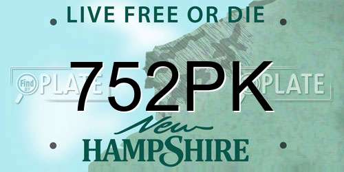 752PK New Hampshire License Plate