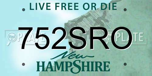 752SRO New Hampshire License Plate