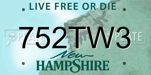 752TW3 New Hampshire License Plate