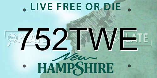 752TWE New Hampshire License Plate