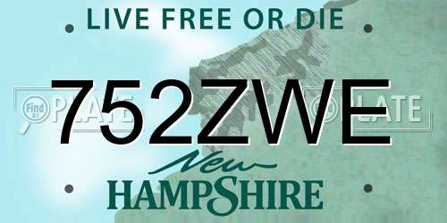 752ZWE New Hampshire License Plate