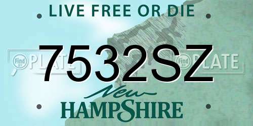 7532SZ New Hampshire License Plate