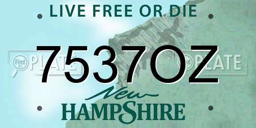 7537OZ New Hampshire License Plate