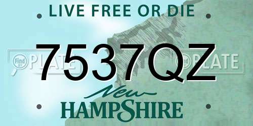 7537QZ New Hampshire License Plate