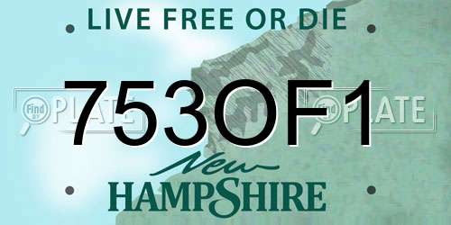 753OF1 New Hampshire License Plate