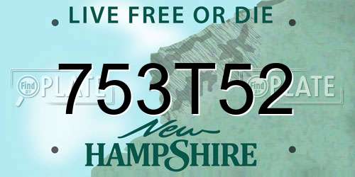 753T52 New Hampshire License Plate