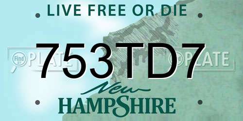 753TD7 New Hampshire License Plate