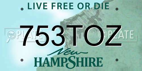 753TOZ New Hampshire License Plate