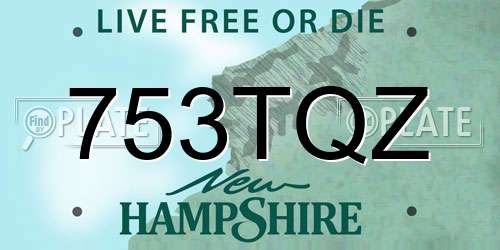 753TQZ New Hampshire License Plate