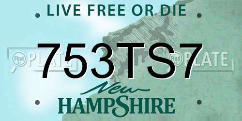 753TS7 New Hampshire License Plate