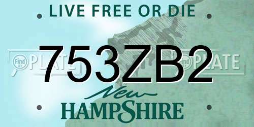 753ZB2 New Hampshire License Plate