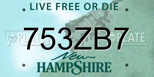 753ZB7 New Hampshire License Plate