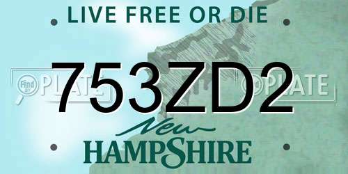 753ZD2 New Hampshire License Plate