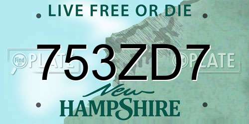 753ZD7 New Hampshire License Plate