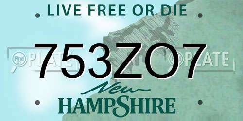 753ZO7 New Hampshire License Plate