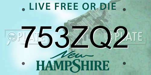 753ZQ2 New Hampshire License Plate