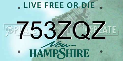 753ZQZ New Hampshire License Plate