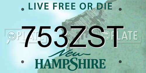 753ZST New Hampshire License Plate