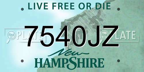 7540JZ New Hampshire License Plate