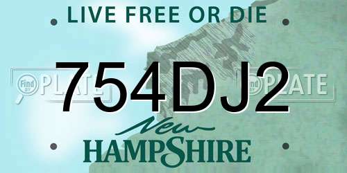 754DJ2 New Hampshire License Plate