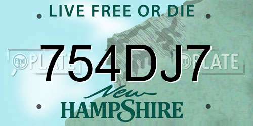 754DJ7 New Hampshire License Plate