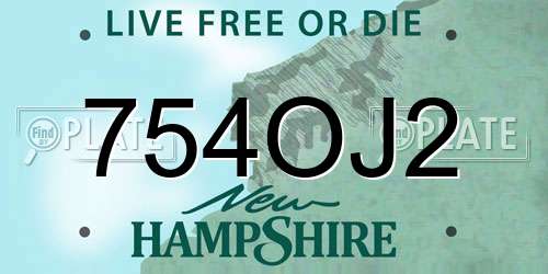 754OJ2 New Hampshire License Plate