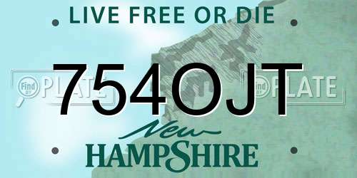 754OJT New Hampshire License Plate