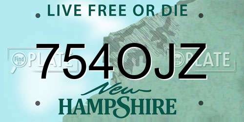 754OJZ New Hampshire License Plate